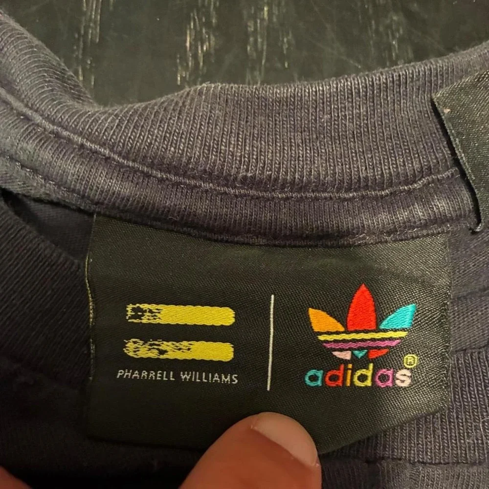Adidas Pharrell Williams Hu Hiking T-Shirt Grey Orange Trefoil Mens Small